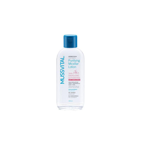 Mussvital Agua Micelar 100ml bottle by Jag Couture London - New York, featuring clear liquid in a sleek, transparent container.