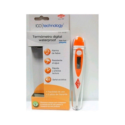 Water-resistant Ico Digital Thermometer by Jag Couture London and New York, showing a digital display with temperature readings.