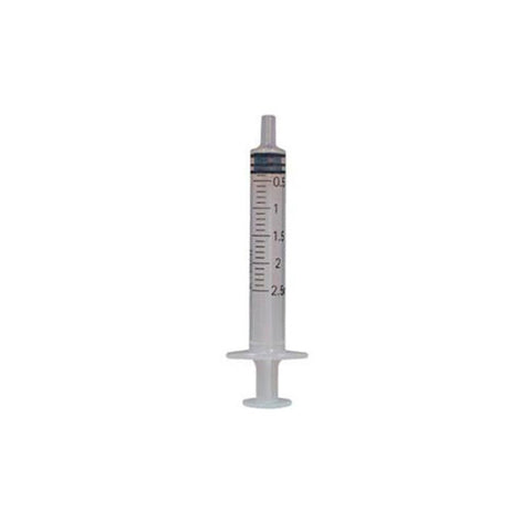 Jag Couture London - New York ICO sterile 2.5ml thick cone syringe, medical-grade plastic, clear with measurement markings.