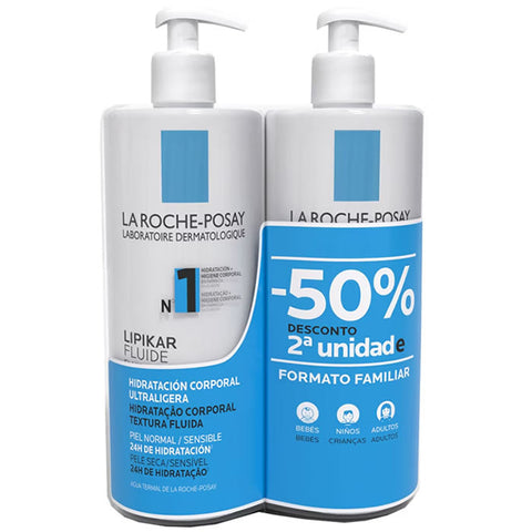 La Roche Posay Lipikar Fluide bottle, 750ml, skincare product from Jag Couture London New York, with white pump dispenser.