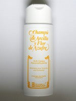 Bellsola clay and sulfur shampoo by Jag Couture London-New York in a 250cc bottle, shown with the product label and packaging.