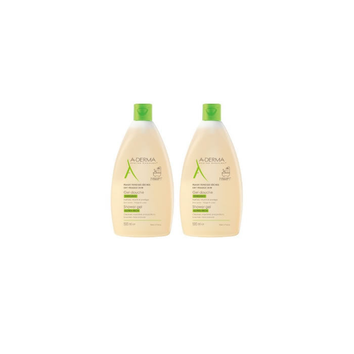 A-Derma Shower Gel Dry And Sensitive Skin 2x500ml Jag Couture London - New York