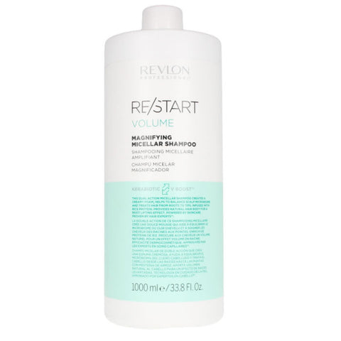 Revlon Re-Start Volume Magnifying Shampoo in 1000ml bottle, suitable for adding volume and fullness to hair.