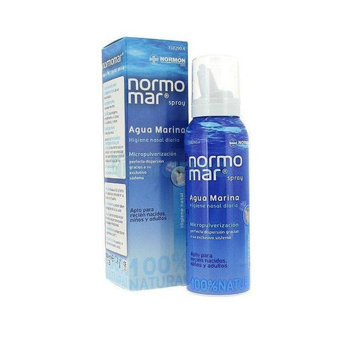 Jag Couture London - New York Normomar Spray 100+25ml promotional display, showing the spray bottle with branding and product packaging.