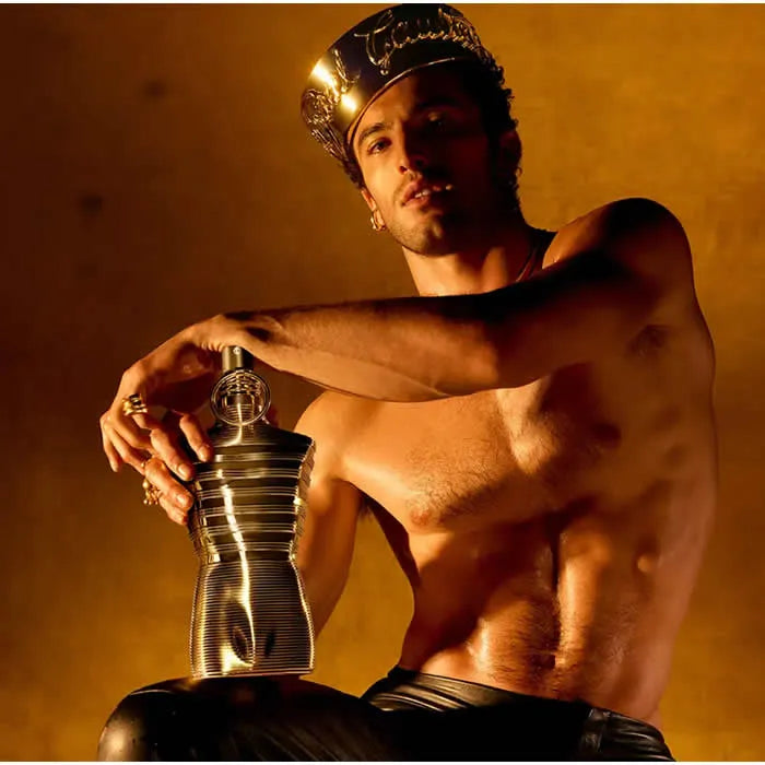 Jean Paul Gaultier Le Male Elixir Absolu Parfum Intense spray in 200ml bottle, featuring sleek packaging and elegant design.