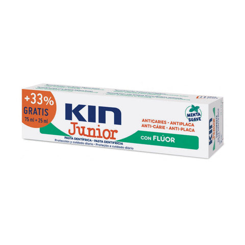 Jag Couture London New York Kin Junior Mint Mild Toothpaste 75ml and 25ml tubes, featuring fresh mint flavor for kids' dental care.