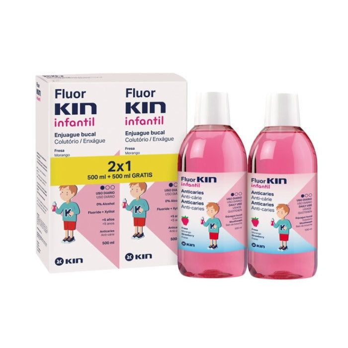 Kin Fluorkin Strawberry Children's Mouthwash 2x500ml Jag Couture London - New York
