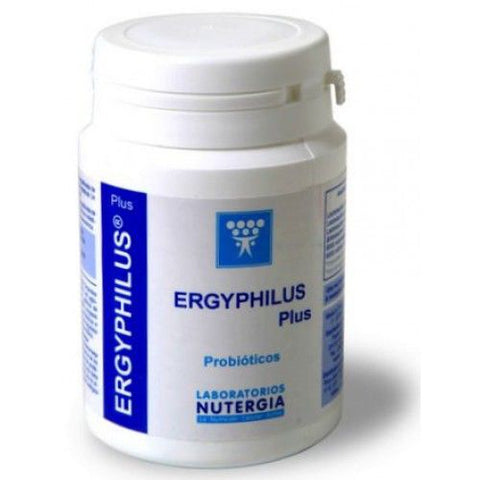 Nutergia Ergyphilus Plus probiotic capsules by Jag Couture London, New York, shown in a close-up image.
