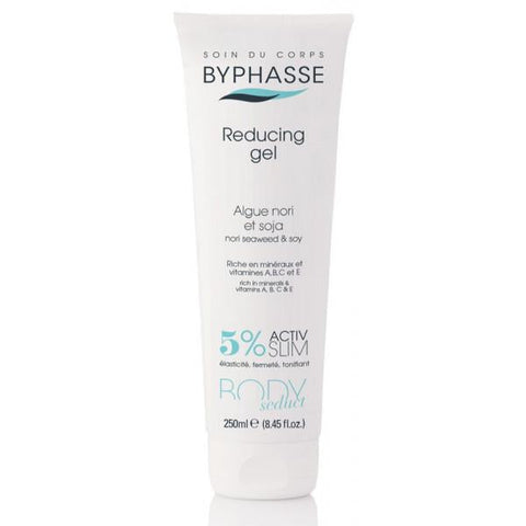 Byphasse Body Seduct Gel Reductor with Alga Nori and Soja, 250ml, featuring the product bottle and label details.