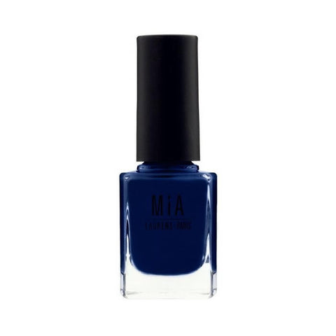 Jag Couture London - New York Mía Cosmetics Midnight Sky nail polish bottle with dark blue, glossy finish for elegant manicures.