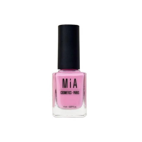 Jag Couture London - New York Mía Cosmetics Bubblegum nail polish bottle with vibrant pink shade and glossy finish.