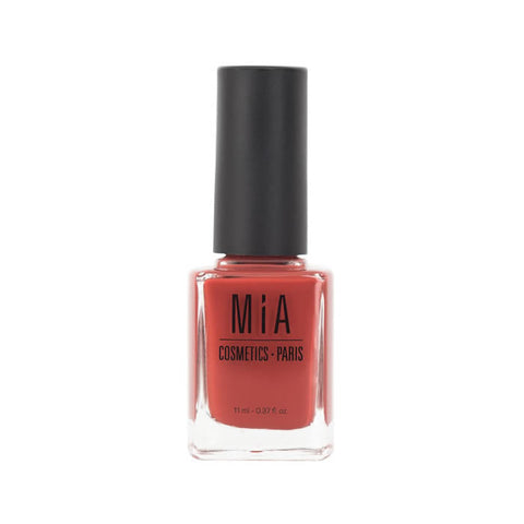 Jag Couture London - New York Mía Cosmetics Ginger nail polish bottle with vibrant orange color and elegant packaging.