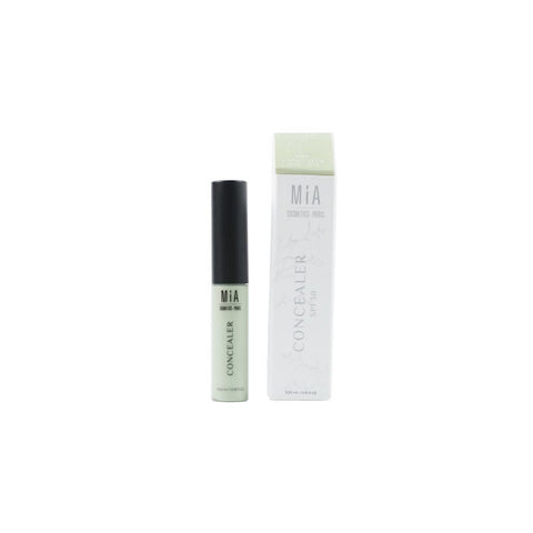 Green concealer by Mía Cosmetics with SPF30, 5.50ml, in a sleek tube, designed for blemish coverage and skin protection.