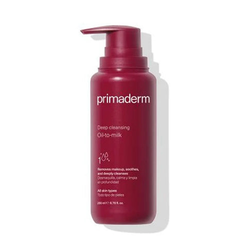 Jag Couture London Primaderm Deep Cleansing Oil to Milk 200ml bottle, showing the sleek packaging and product label.