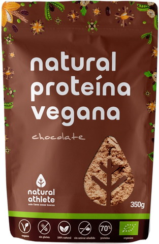 Organic vegan chocolate protein powder by Jag Couture London - New York, 350g jar, with a chocolate-flavored label and natural packaging.