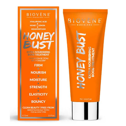 Jag Couture London Biovene Honey Bust treatment in 75ml jar, nourishing skincare for the bust area, with honey and natural ingredients.