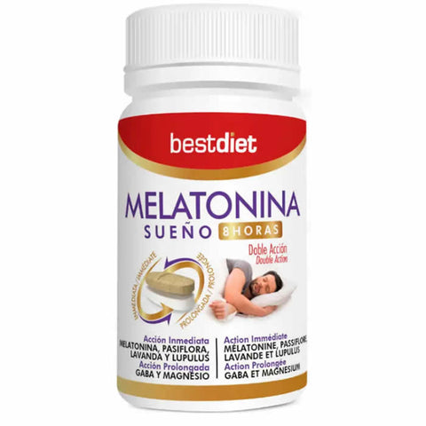 Jag Couture London - New York Best Diet Melatonin Double Action 8 Hours 30 capsules for sleep support and natural relaxation.