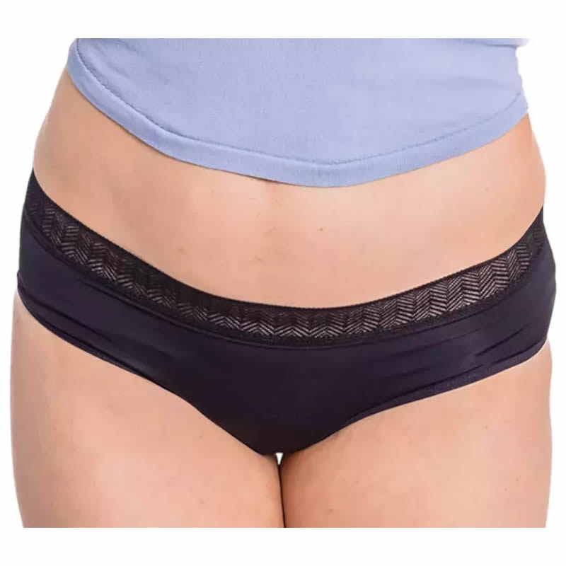 Enna Hipster Menstrual Panty Black Abundant Flow T-S Evening Jag Couture London - New York