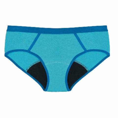 Blue Enna Menstrual Panty by Jag Couture London for teen girls, designed for moderate flow, sporty style, and comfort.