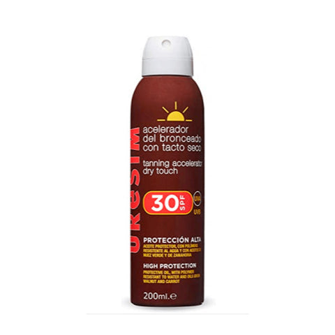 Uresim Tan Accelerator Spray Gas SPF30 by Jag Couture London New York, 200ml bottle with spray nozzle for tanning enhancement