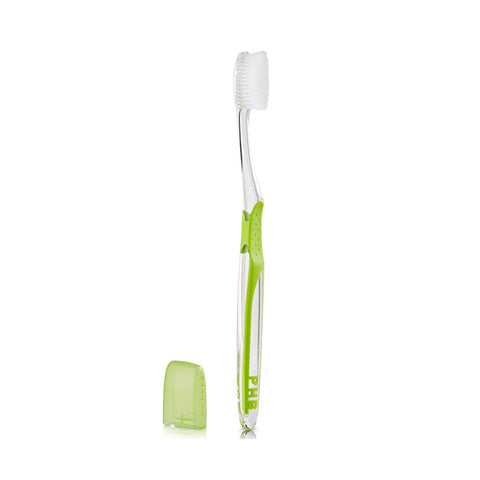 Jag Couture London orthodontic plus toothbrush with ergonomic handle and soft bristles for effective teeth cleaning.