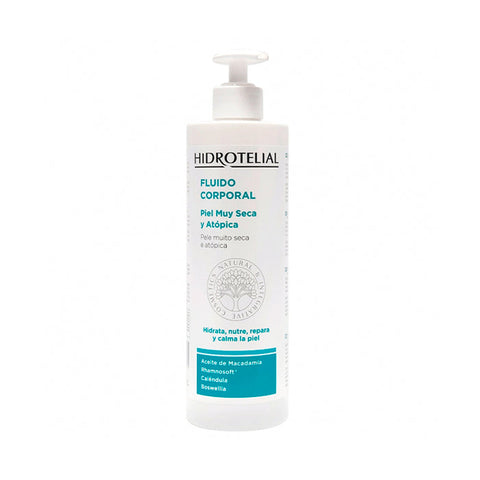 Hidrotelial Very Dry Atopic Skin Body Fluid by Jag Couture London New York in a 500ml bottle, designed for very dry, atopic skin.