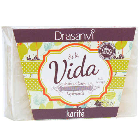Drasanvi Karite soap bar, 100g, with natural shea butter, displayed on a neutral background, highlighting its smooth, creamy texture.