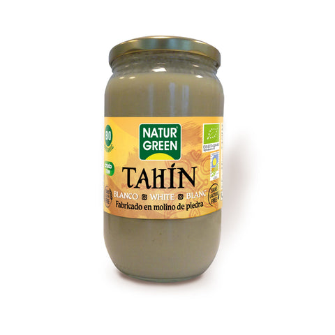 Organic Naturgreen Pure Sesame Tahini jar by Jag Couture London featuring a 800g glass container with sesame paste.