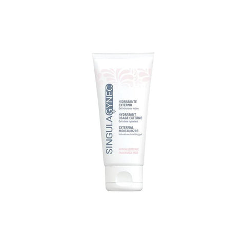 Singuladerm Singulagynec hydrating external intimate gel in 30ml tube, designed for feminine skincare and comfort.