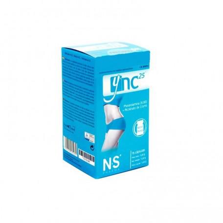 Ync25 Nutrición Center supplement capsules by Jag Couture London - New York, showing a close-up of 15 capsules in a container.