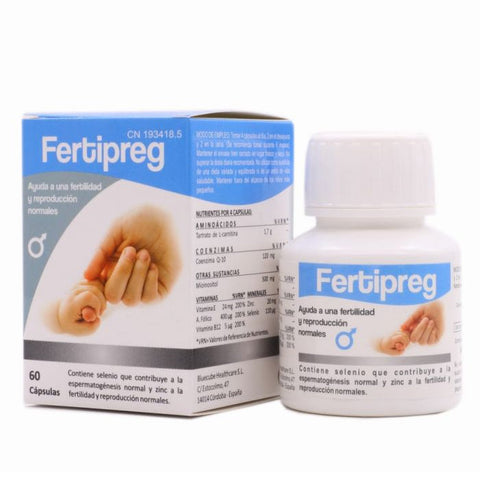 Bluecube Fertipreg 60 capsules by Jag Couture London - New York, showing the bottle with blue and white packaging and capsule details.