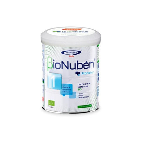 Bionubén Pronatur 1 organic milk starter powder in an 800g container, designed for infant nutrition by Jag Couture London - New York