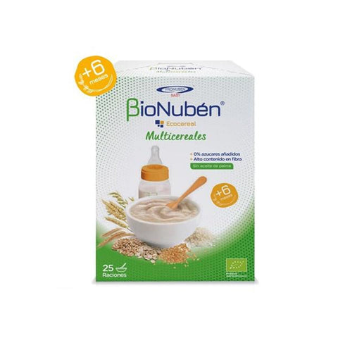 Organic multigrain cereal from Bionubén Ecocereal by Jag Couture London, showing a 500g package with multigrain ingredients.