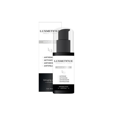 Luxmetique Serum 4A Day by Jag Couture London - New York, 30ml bottle with a sleek design and elegant packaging.