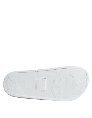 White Leather Slides Sandals Beachwear Shoes