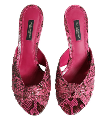 Pink Leather Heels Slides Sandals Shoes