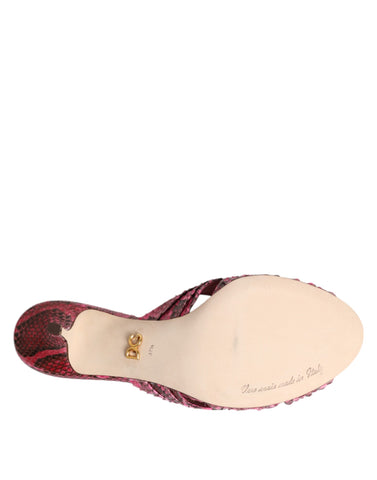 Pink Leather Heels Slides Sandals Shoes