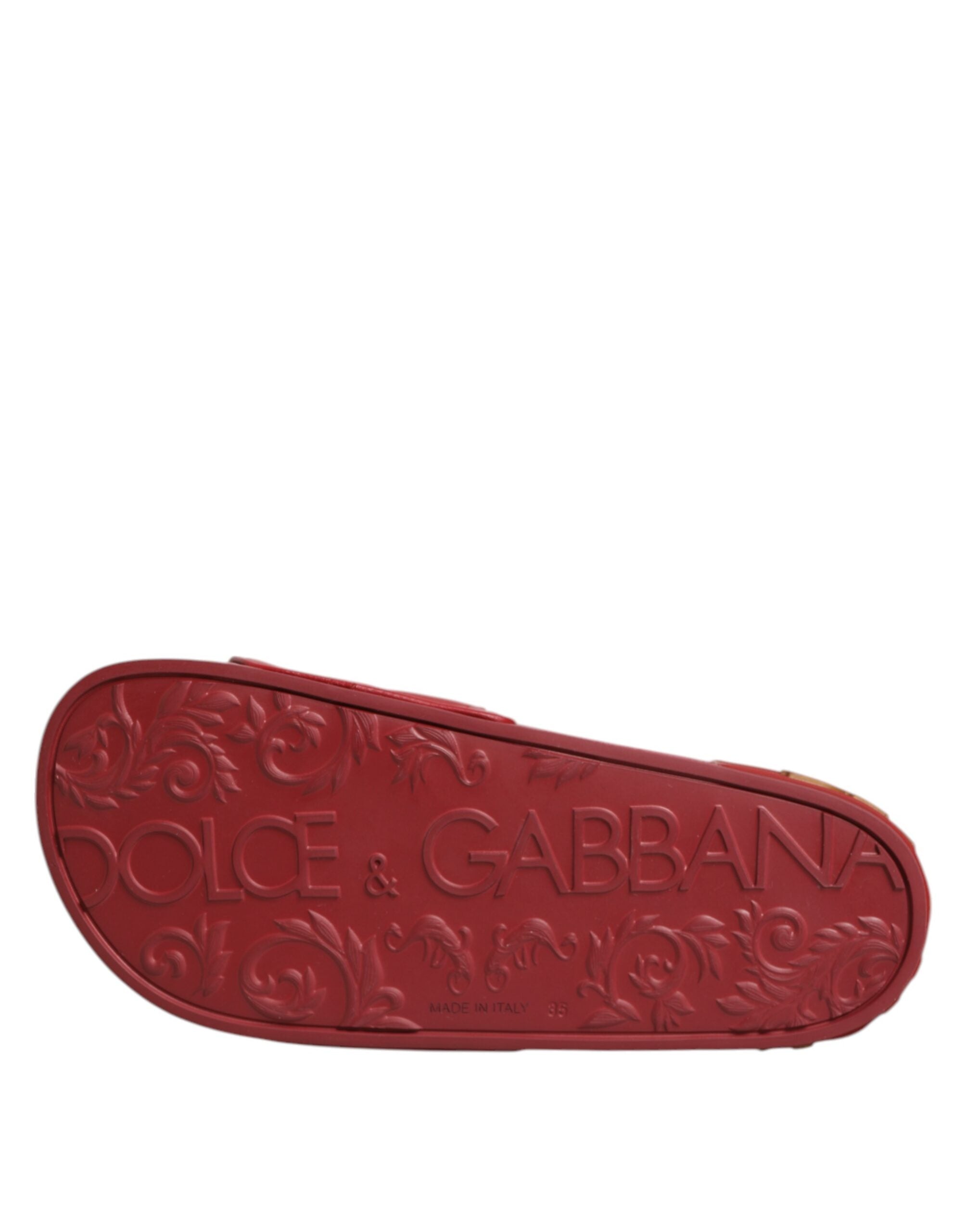 Red Devotion Matelassé Leather Slides Shoes