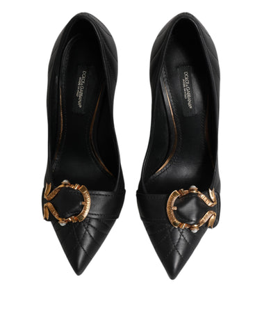 Black Devotion Leather Heels Pumps Shoes