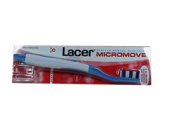 Jag Couture London - New York Lacer Micromove soft electric central brush, showing the compact brush with bristles and handle.