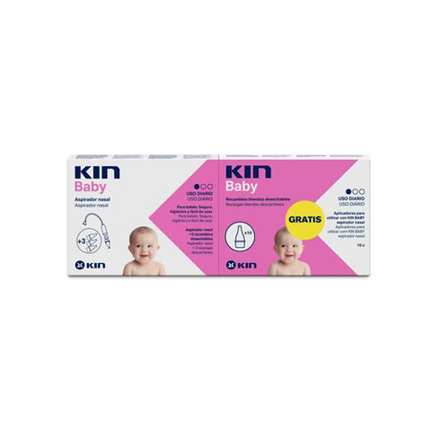 Jag Couture London New York Kin Baby Nasal Aspirator with free refill, showing a compact medical device for baby nasal care.