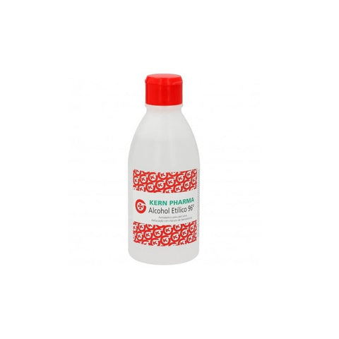 Bottle of Kern Pharma Alcohol 96% in a 250ml container, displayed with label and cap, on a plain background.