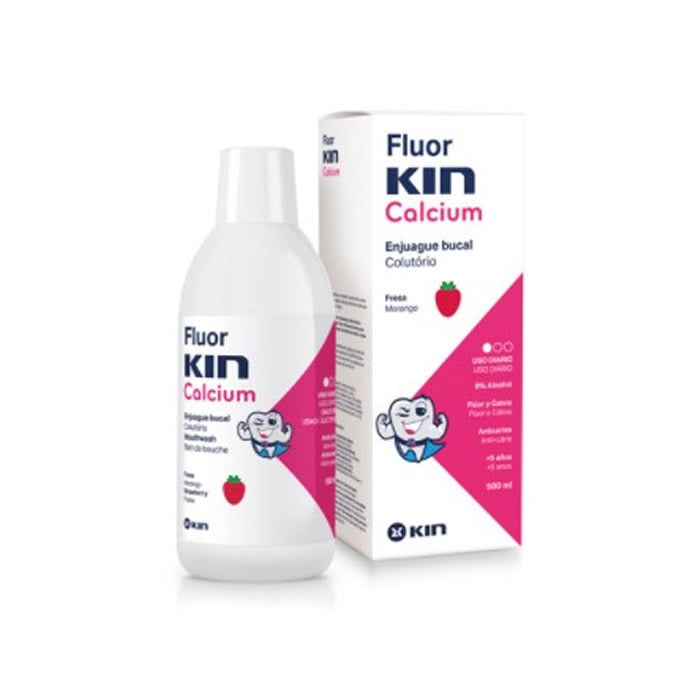 Kin Fluorkin Calcium Mouthwash Strawberry Flavor 500ml Jag Couture London - New York