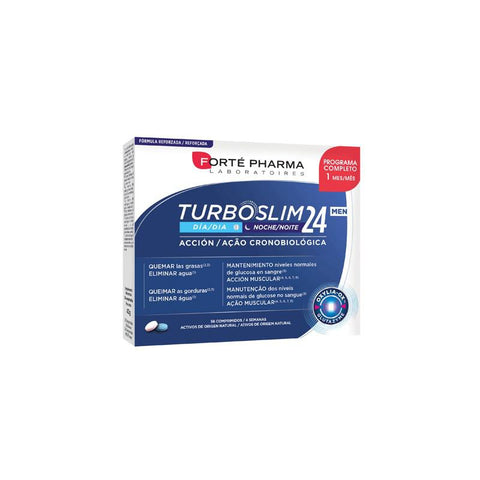 Forté Pharma Turboslim 24 supplement in a blister pack of 56 tablets, designed for weight management and slimming support.