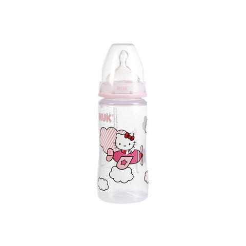 Nuk Baby Bottle with Hello Kitty design, 300ml capacity, suitable for ages 6-18 months, by Jag Couture London - New York.
