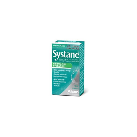 Alcon Systane lubricant eye drops in a 10ml bottle, designed for dry eye relief, with branding from Jag Couture London - New York.