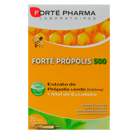 Jag Couture London - New York Forté Pharma Forté Própolis 500mg 20 Amp health supplement in glass ampules on a white background.