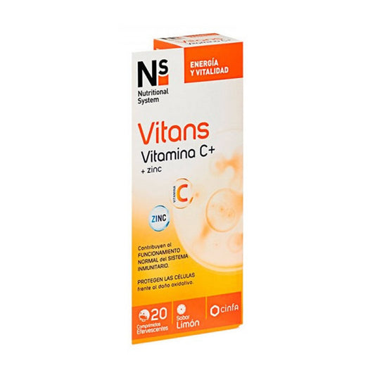 Ns Vitans Vitamin C + Zinc 20Effervescent Tablets Lemon Flavor