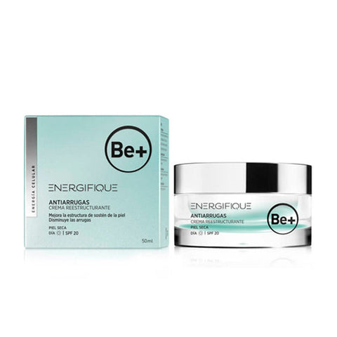Jag Couture London Be+ Energifique anti-wrinkle restructuring cream in 50ml jar, skincare product with anti-aging benefits.