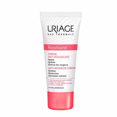 Uriage Roseliane cream in a 40ml tube, designed for sensitive skin, with a soft white and pink packaging.